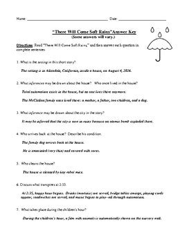 there comes soft rains test|There Will Come Soft Rains Exam Answer Key .